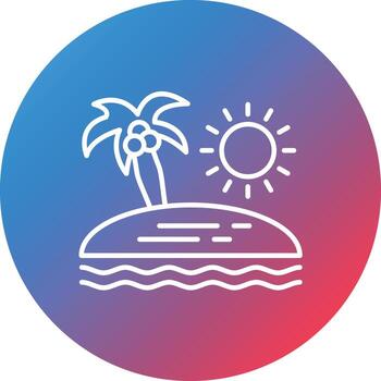 Sunset On Beach Line Gradient Circle Background Icon vector