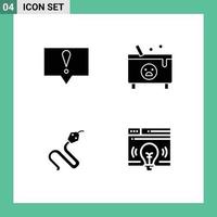 Modern Set of 4 Solid Glyphs Pictograph of alert cobra cauldron halloween king Editable Vector Design Elements