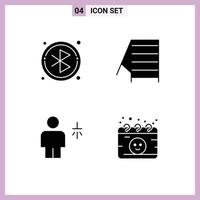 4 User Interface Solid Glyph Pack of modern Signs and Symbols of bluetooth shower construction avatar calendar Editable Vector Design Elements