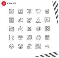 Set of 25 Commercial Lines pack for tool household fast house like Editable Vector Design Elements