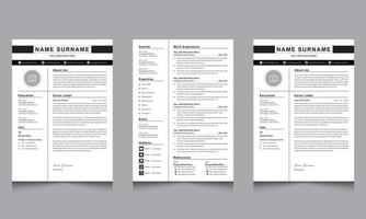 Black and White Resume Layout with Print Templates vector