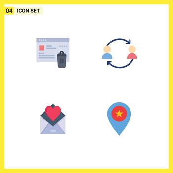 4 User Interface Flat Icon Pack of modern Signs and Symbols of gdpr letter security replace card Editable Vector Design Elements