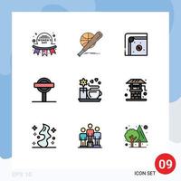 grupo de símbolos de icono universal de 9 colores planos de línea de relleno modernos de signos juego de carretera elementos de diseño vectorial editables vector