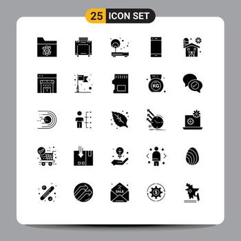 25 Solid Glyph concept for Websites Mobile and Apps agriculture ring internet phone call Editable Vector Design Elements