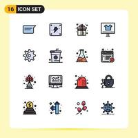 Mobile Interface Flat Color Filled Line Set of 16 Pictograms of wheel commerce box buy apparel Editable Creative Vector Design Elements