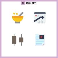 Modern Set of 4 Flat Icons Pictograph of cosmetic herbs report natural arrow center Editable Vector Design Elements