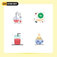 User Interface Pack of 4 Basic Flat Icons of analysis save time research hand drink Editable Vector Design Elements