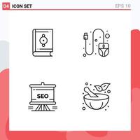 Set of 4 Modern UI Icons Symbols Signs for islam seo ramadan scroll board Editable Vector Design Elements