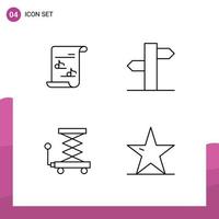 Line Pack of 4 Universal Symbols of file construction playlist direction scissor Editable Vector Design Elements