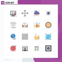 16 concepto de color plano para sitios web móviles y aplicaciones cámara de llave de instagram social paquete editable digital de elementos creativos de diseño de vectores