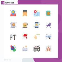 Modern Set of 16 Flat Colors and symbols such as study book gps settings file Editable Pack of Creative Vector Design Elements