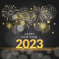 Happy new year 2023 greeting card.  Concept for holiday decor, card, poster, banner, flyer. vector