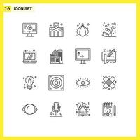 Pack of 16 creative Outlines of laptop love property like delivery Editable Vector Design Elements