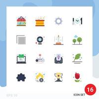 Modern Set of 16 Flat Colors Pictograph of computer user gear file time Editable Pack of Creative Vector Design Elements