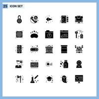 Universal Icon Symbols Group of 25 Modern Solid Glyphs of store online direction target focus Editable Vector Design Elements