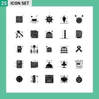 Mobile Interface Solid Glyph Set of 25 Pictograms of ball of wool vegetable engine thanksgiving promotion Editable Vector Design Elements