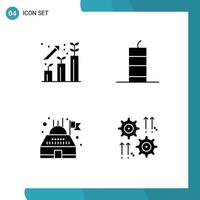 4 Creative Icons Modern Signs and Symbols of business building profit dynamite planetarium Editable Vector Design Elements