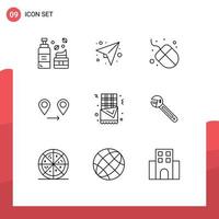 Universal Icon Symbols Group of 9 Modern Outlines of wrench fast food computer churro location Editable Vector Design Elements