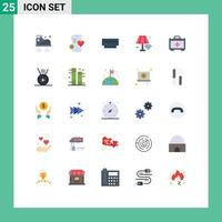 Set of 25 Modern UI Icons Symbols Signs for bag lamp computers home memory Editable Vector Design Elements