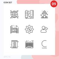 9 Outline concept for Websites Mobile and Apps cap sleep scale furniture baby bed Editable Vector Design Elements