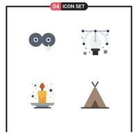 conjunto de pictogramas de 4 iconos planos simples de mama evento madre herramienta vacaciones elementos de diseño vectorial editables vector