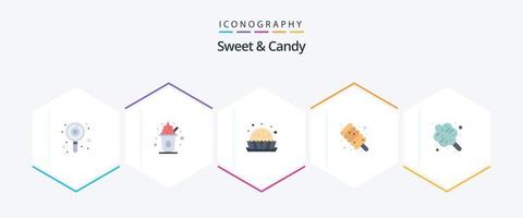 Sweet And Candy 25 Flat icon pack including food. cotton candy. dessert. sweet. food vector