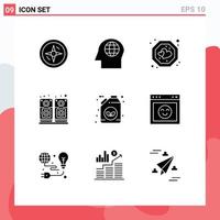 Set of 9 Modern UI Icons Symbols Signs for browser gasoline label ecology speaker Editable Vector Design Elements