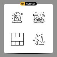 Group of 4 Modern Filledline Flat Colors Set for developer grid web developer electric layout Editable Vector Design Elements