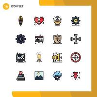 Universal Icon Symbols Group of 16 Modern Flat Color Filled Lines of online gear radar control time Editable Creative Vector Design Elements