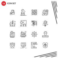 16 iconos creativos signos y símbolos modernos de clase corazón copo de nieve regalo inversor elementos de diseño vectorial editables vector