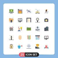 Mobile Interface Flat Color Set of 25 Pictograms of building transport date electric web link Editable Vector Design Elements