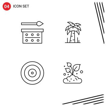 4 Universal Filledline Flat Colors Set for Web and Mobile Applications eye makeup finance eye shadow tree target Editable Vector Design Elements