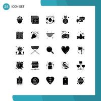 User Interface Pack of 25 Basic Solid Glyphs of answer winner drop olympic water Editable Vector Design Elements