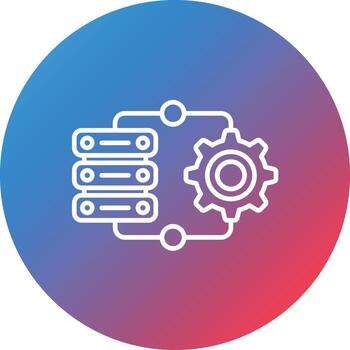 Server Side Engineering Line Gradient Circle Background Icon vector
