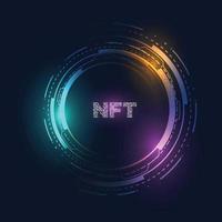 Unique Non-fungible NFT wallpaper with robotic rgb light circuit board vector