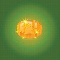 moneda de oro token no fungible con fondo de luz verde brillante vector