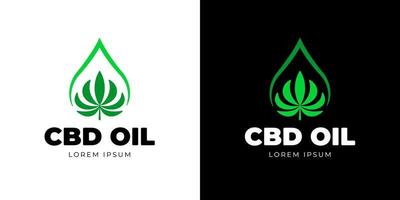 CBD hemp oil of medical cannabis logo concept. Marijuana leaf natural product extract linear logotype design template. Medicinal green cannabidiol herb outline emblem. Vector eps badge