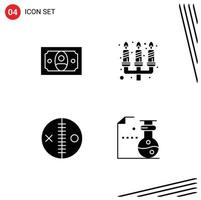 Modern Set of 4 Solid Glyphs Pictograph of cash halloween candle light voodoo Editable Vector Design Elements