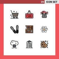 Universal Icon Symbols Group of 9 Modern Filledline Flat Colors of main board advantage tools comfort Editable Vector Design Elements