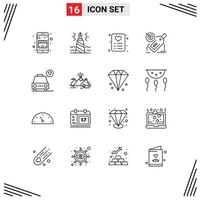 Set of 16 Commercial Outlines pack for car discount edit target tag Editable Vector Design Elements