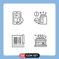 Stock Vector Icon Pack of 4 Line Signs and Symbols for gdpr drafting user medical map Editable Vector Design Elements