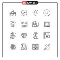 16 Universal Outlines Set for Web and Mobile Applications stove cook arrow camping circle Editable Vector Design Elements