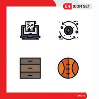 Universal Icon Symbols Group of 4 Modern Filledline Flat Colors of analytics energy laptop control drawer Editable Vector Design Elements