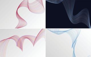 Set of 4 geometric wave pattern backgrounds for your projects vector