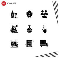 Set of 9 Vector Solid Glyphs on Grid for education test business lab human Editable Vector Design Elements