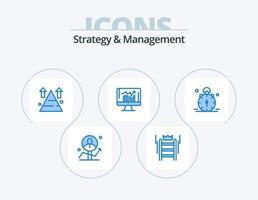 Strategy And Management Blue Icon Pack 5 Icon Design. report. business. tool. top. arrow vector