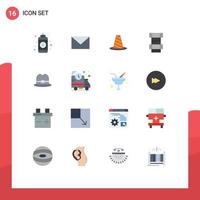 16 Thematic Vector Flat Colors and Editable Symbols of hat construction cone carpenter stop Editable Pack of Creative Vector Design Elements