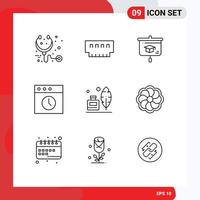 9 Creative Icons Modern Signs and Symbols of feather mac memory history school Editable Vector Design Elements