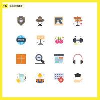 16 Thematic Vector Flat Colors and Editable Symbols of online navigation picture sign directions Editable Pack of Creative Vector Design Elements