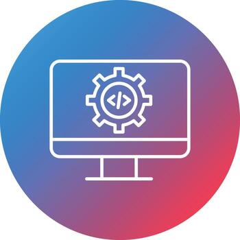 icono de fondo de círculo de degradado de línea de configuración de código vector